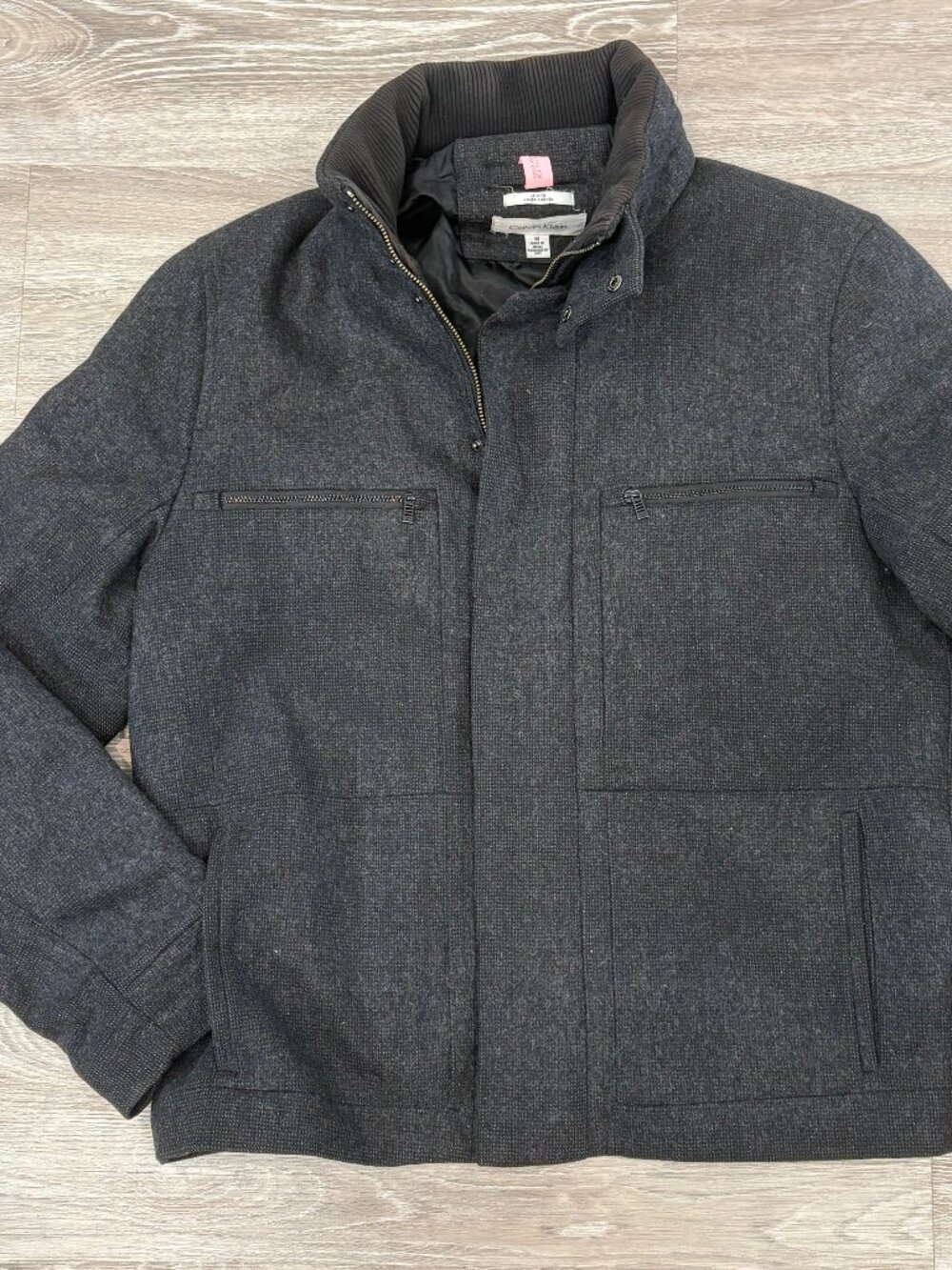 CALVIN KLEIN Wool Slim FIt Jacket Coat Size Medium Black insulated zippered M